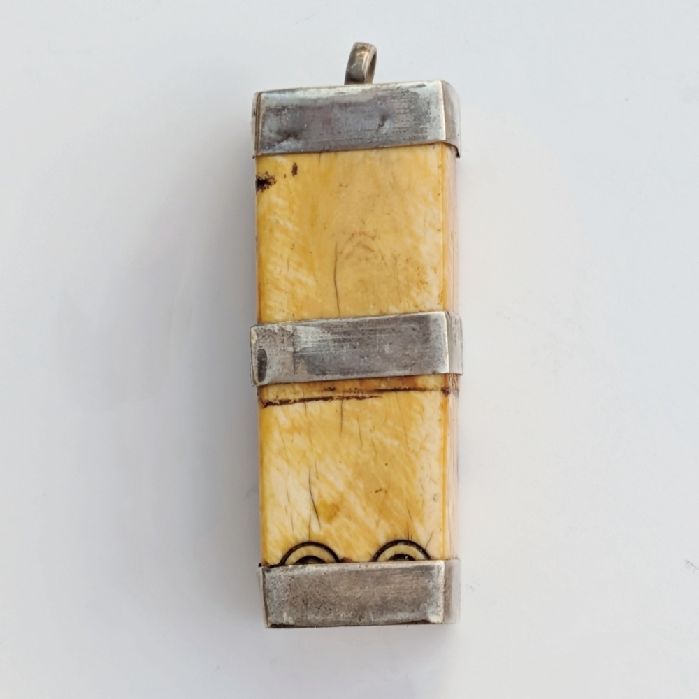 Antique Bone Tribal Pendant with Sterling Silver Detail - Picture 7 of 7